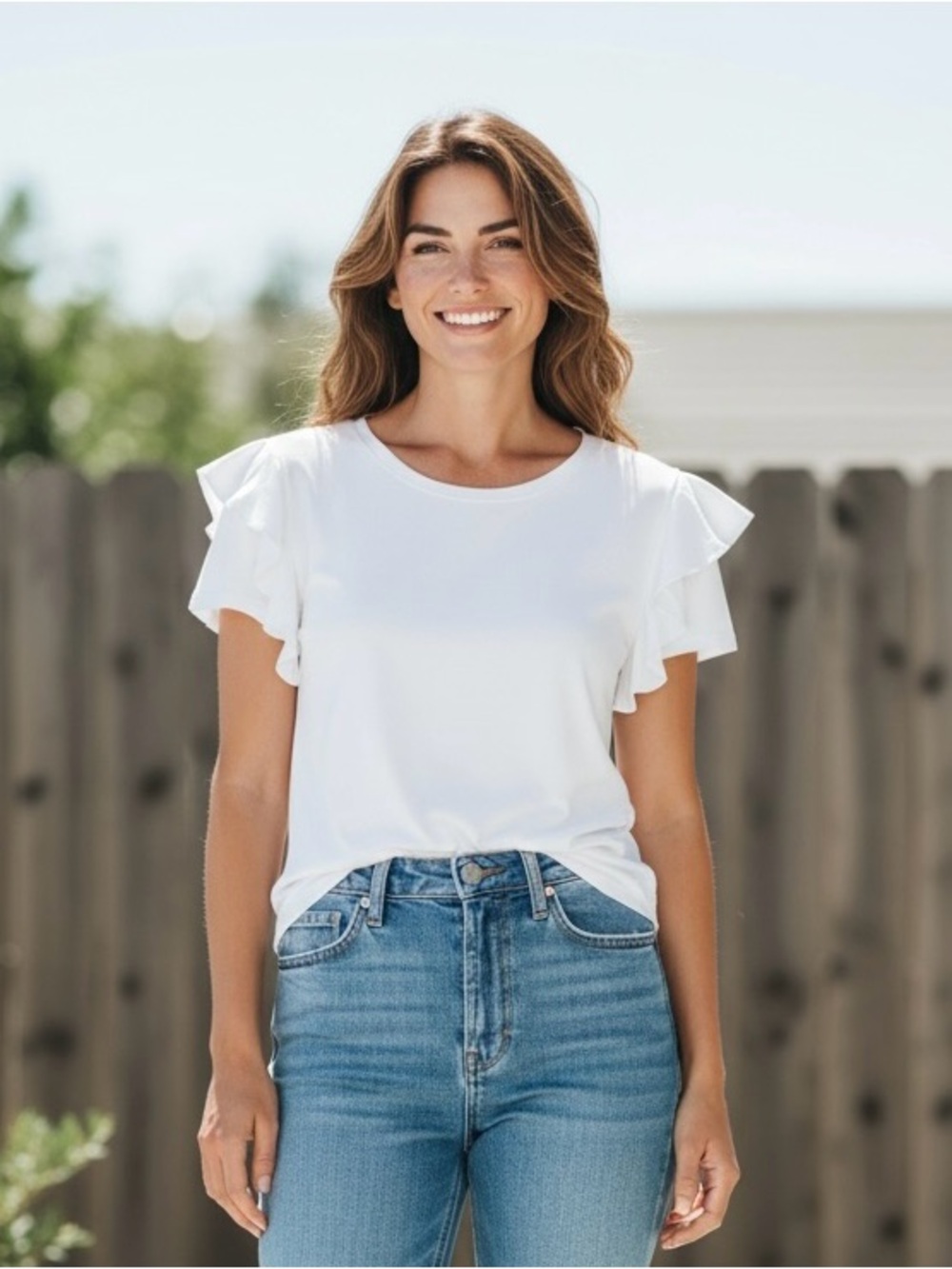 Lilly Pulitzer Scoop Neck Flutter Sleeve Tee, Sz S